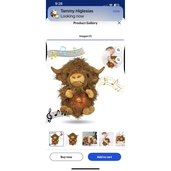 Highland Cow Stuffed Animal Breathing Music with Realistic Brown Fur - Picture 6 of 6